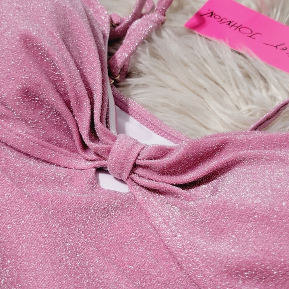 NEW Betsey Johnson Pink Glitter Swimsuit - Picture 7 of 11